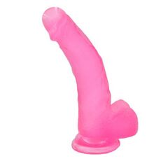 Dildo realist Jelly Pink Roz Large Lovetoy - vedere laterala ventuza baza