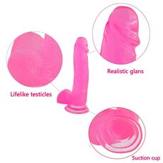 Dildo Jelly Pink Roz Large Lovetoy - vedere spate design realist