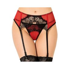 Set Portjartier si Chilot cu Dantela Erotica - Rosu - vedere frontala