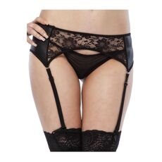 Set Portjartier si Chilot cu Dantela Erotica - Negru - vedere frontala
