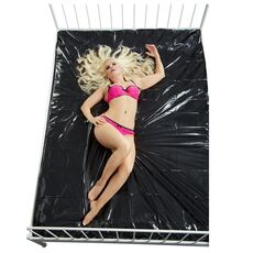 Cearsaf Lack, Fetish Collection, cu elastic, negru, 220 cm x 220 cm#
