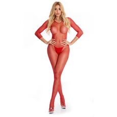 Body din Plasa Pink Lipstick - Rosu