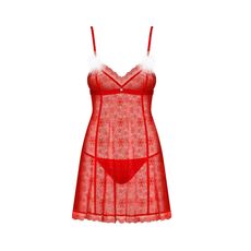 Set Craciunita Babydoll "Obsessive" "Claussica" Rosu - culoare si material