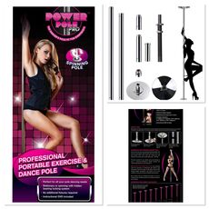 Bara Striptease Power Pro "Exercise and Dance Pole" 2,7 m - Argintiu
