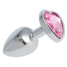 Butt Plug Anal Toyz4Lovers "Pink Heart Jewel" 7 cm - Argintiu - vedere laterala