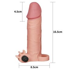 Prelungitor penis cu inel testicule si vibrator, [ + 5 cm ]#