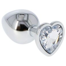 Butt Plug Anal Toyz4Lovers "Heart Jewel" 7 cm - Argintiu - vedere frontala