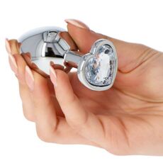Butt Plug Anal Toyz4Lovers "Heart Jewel" 7 cm - Argintiu - detaliu finisaj