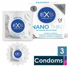 Prezervative EXS Nano Thin 3 buc, cutia produsului vedere frontala