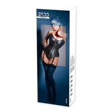 Corset Piele Naturala cu Balene Metalice Zado - Negru - vedere laterala