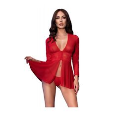 Set Babydoll si Chilot Chilirose CR-4469 - Rosu - vedere frontala