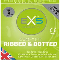 Prezervative EXS "Ribbed & Dotted" 193 mm - 3 Bucati - vedere laterala