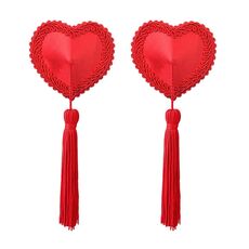 Ornamente Sfarcuri Red Heart Nipple Pasties cu Ciucuri - Rosu