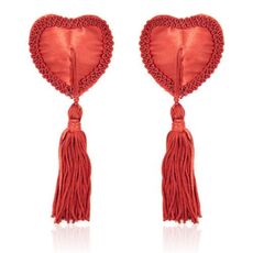 Ornamente Sfarcuri Red Heart Nipple Pasties cu Ciucuri - Rosu