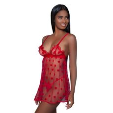 Set Valentina Babydoll si Bikini Be Wicked - Rosu - vedere frontala