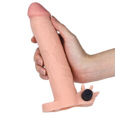 Prelungitor Penis cu Vibratii Lovetoy &raquo;Pleasure X-Tender 3&laquo; 20,32 cm - Natural