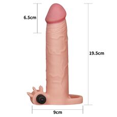Prelungitor Penis cu Vibratii Lovetoy &raquo;Pleasure X-Tender 3&laquo; 20,32 cm - Natural