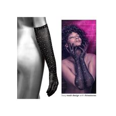 Manusi din Plasa cu strasuri Calexotics - Negru