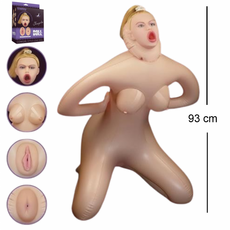 Papusa Gonflabila 3D Lovetoy "Cowgirl" 93 cm - Natural##