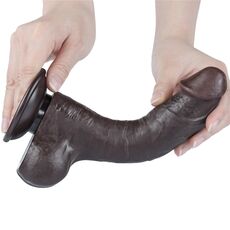 Dildo Negru Realistic, Dubla Densitate, Sliding Skin, 8» [ 20,5cm x 3,9cm ]« - vedere laterala
