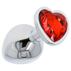 Butt Plug Anal Toyz4Lovers "Red Heart Jewel" 7 cm - Argintiu - vedere laterala