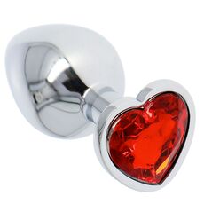 Butt Plug Anal Toyz4Lovers "Red Heart Jewel" 7 cm - Argintiu - detaliu design