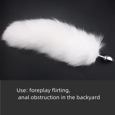Butt Plug Anal Toyz4Lovers "Fox Tail" 7 cm - Alb - dimensiuni complete