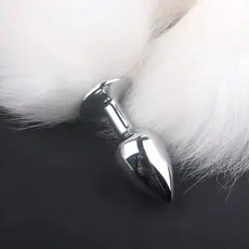 Butt Plug Anal Toyz4Lovers "Fox Tail" 7 cm - Alb - vedere laterala