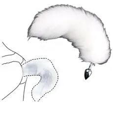 Butt Plug Anal Toyz4Lovers "Fox Tail" 7 cm - Alb - detaliu design