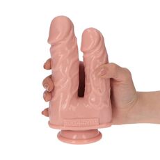 Dildo Dublu Toyz4Lovers "Cain si Abel" 17,5 cm - Natural##