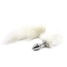 Butt Plug Anal Toyz4Lovers "Fox Tail" 7 cm - Alb - vedere frontala