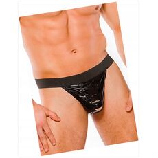 Chiloti tanga barbati,Zeus Wet Look Thong Black, S-L, Allure Lingerie