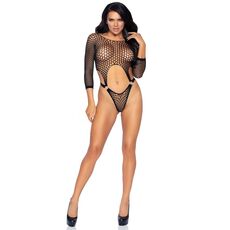 Body cu Maneca Lungă si Tanga Leg Avenue - Negru