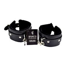 Catuse cu blanita, Bound to Please, Furry Plush Wrist Cuffs, Negru#