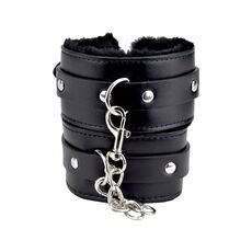 Catuse cu blanita, Bound to Please, Furry Plush Wrist Cuffs, Negru#