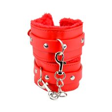 Catuse cu Blanita Bound to Please "Furry Plush Wrist Cuffs" - Rosu##