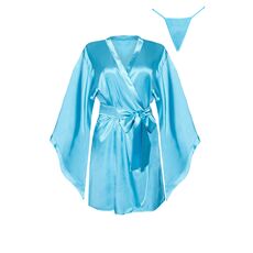 Set Neglije Satin si tanga Samira Beauty Night - Albastru