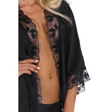 Set Halat Sexy si Chiloti Ambrosia Beauty Night - Negru