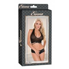 Set Lenjerie Intima Vixen Mesh Exposed - Negru