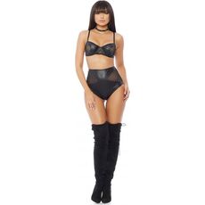 Set Lenjerie Forplay Addiction Bra and Panty - Negru