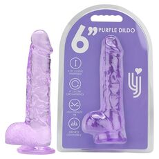 Dildo Loving Joy, cu testicule, violet, 16,5 cm