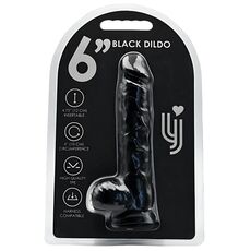 Dildo Loving Joy, cu testicule, negru, 16,5 cm#