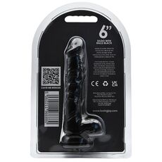 Dildo Loving Joy, cu testicule, negru, 16,5 cm#