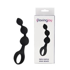 Triple Ripple Anal Beads, Loving Joy, Negru