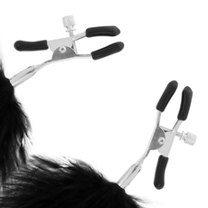Cleme Sfarcuri Darkness "Fur Nipple Clamps" -  Negru##