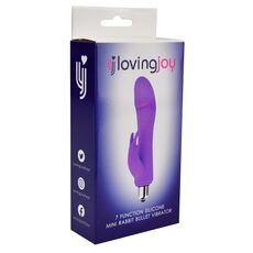 Vibrator Loving Joy, Silicone Mini Rabbit Bullet, Violet, 7 functii#