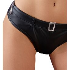 Pantaloni Scurti cu 2 Fermoare si Catarama Strasuri Cottelli Collection - Negru