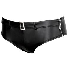Pantaloni Scurti cu 2 Fermoare si Catarama Strasuri Cottelli Collection - Negru