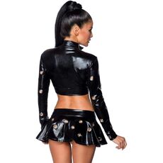 Set Jacheta si Fusta cu Decupaje Wetlook Saresia - Negru