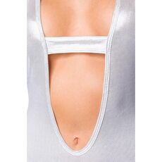 Body si Pantaloni Scurti Argintii Wetlook Set Silver – Alb